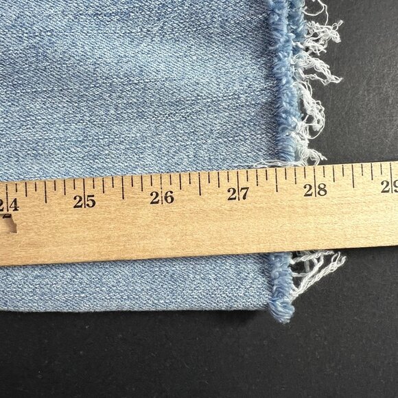 Pilcro Jean Women 27x27* Adi Mid Rise Flare Crop Light Blue Raw Hem Denim Tag 24 - Picture 12 of 16